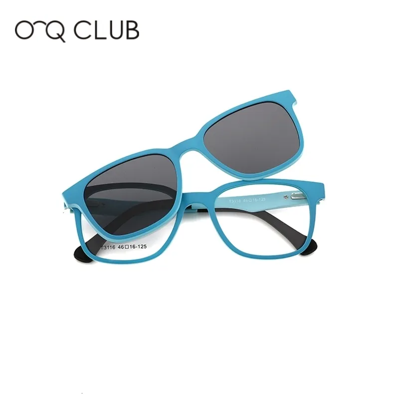 Sonnenbrillen O-Q CLUB Kids Square Sonnenbrille Polarisierte magnetische Clip-on-Kinderbrille Ultraleicht TR90 Myopie Optische Brille T3116 231215