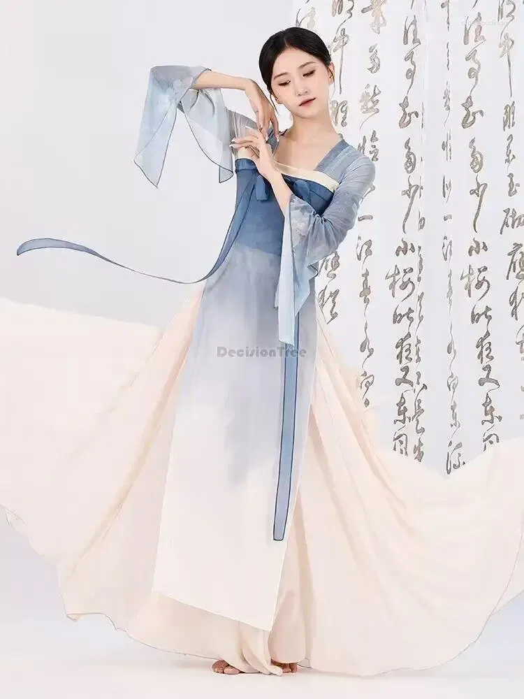 Сценическая одежда 2023, китайское классическое платье, женский марлевый танцевальный тренировочный костюм Hanfu Performance