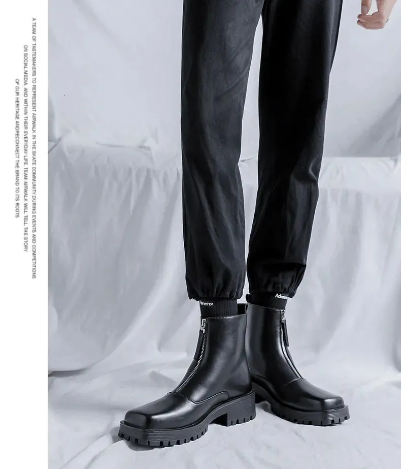British Style High Top Platform Chelsea Black Chunky Boots For Men Fashionable Zipper Tooling Moto Shoes For Outdoor Activities And Ankle Support Style 231216 From Factory Qiyuan09 Bulk 36.03 DHgate.C...