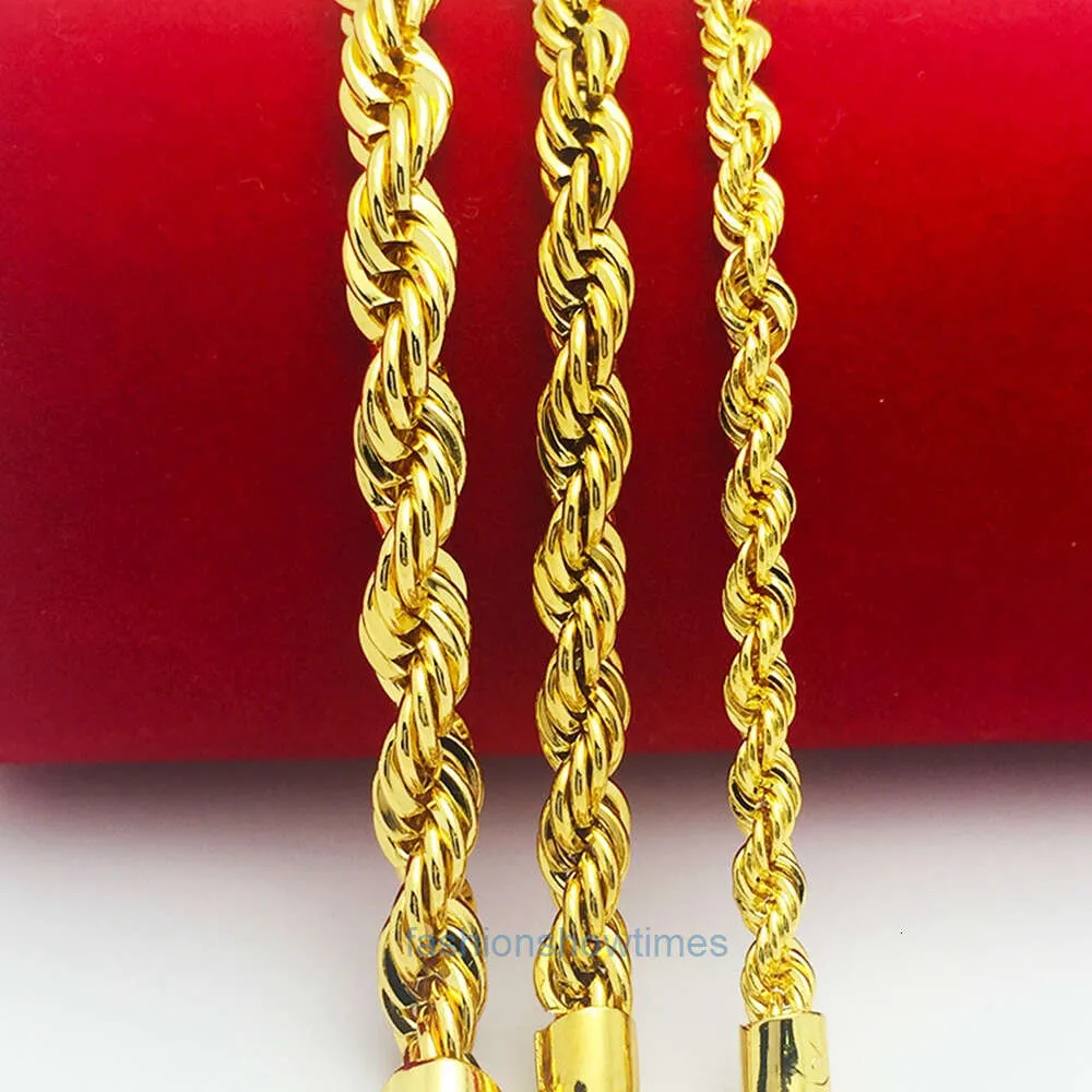 Designer Cuban Necklace Rope Chain Necklace 18k Yellow Gold Filled Twisted Knot Chain 3mm 5mm 7mm Wide