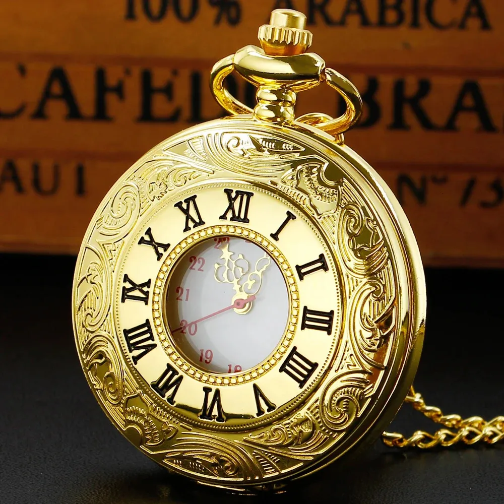 Pocket Watches Luxury Gold Vintage Quartz Watch Womens and Mens smycken Pendant Accessories Reloj Bolsillo Digital 231216