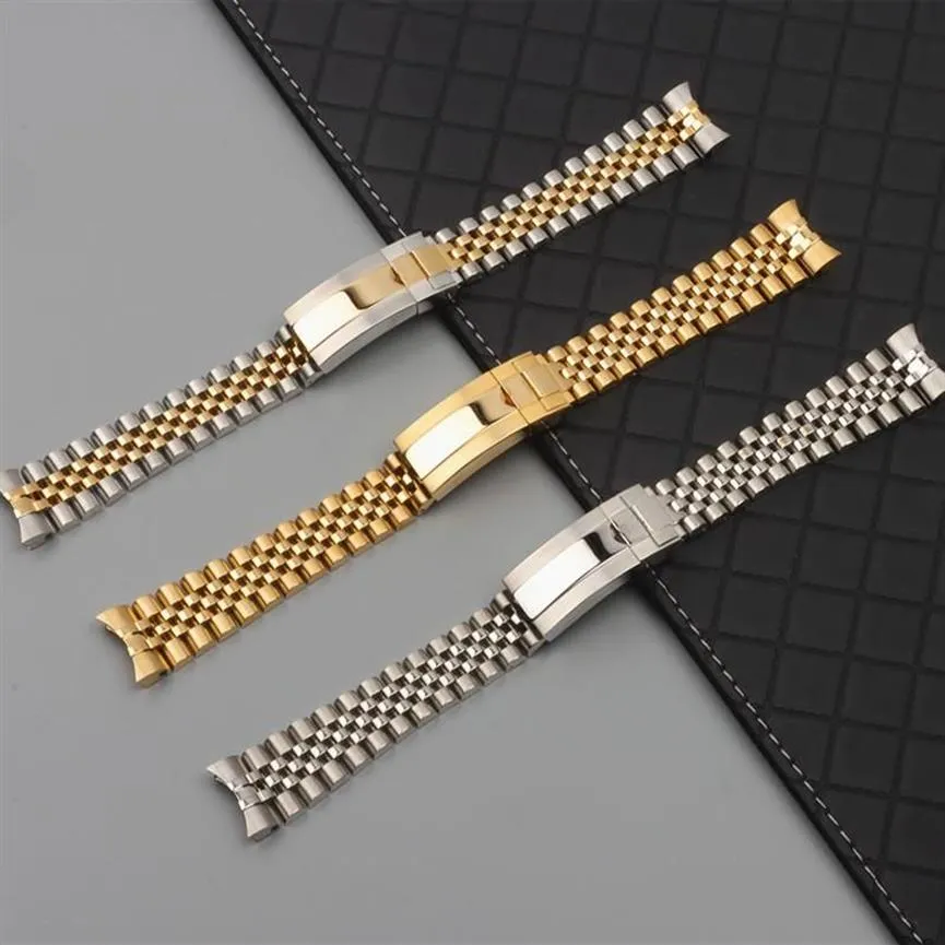 Assista Bandas 20mm Prata Ouro Aço Inoxidável Pulseiras Substituir para Role Strap Datejust Band Submarino Pulseira Pulseira Tools223B