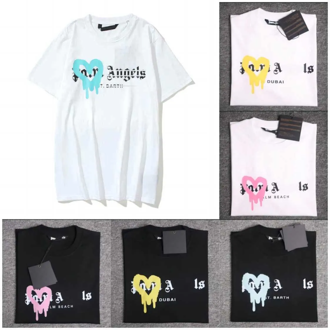 2023 Summer Mens Palm T-shirt Graffiti T-shirt Palms Angels City Designer Limited Jet d'encre Graffiti Lettre Impression Hommes Femmes Anges T-shirt Angles Tees hy17