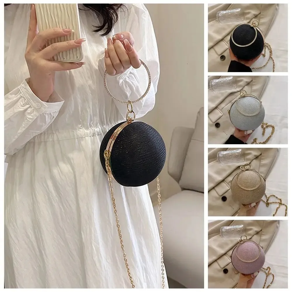 Evening Bags Round Ball Clutch Handbag Lady Bag Chain Shoulder Purse For Lipstick Circular Ring Weding Wallet 231216