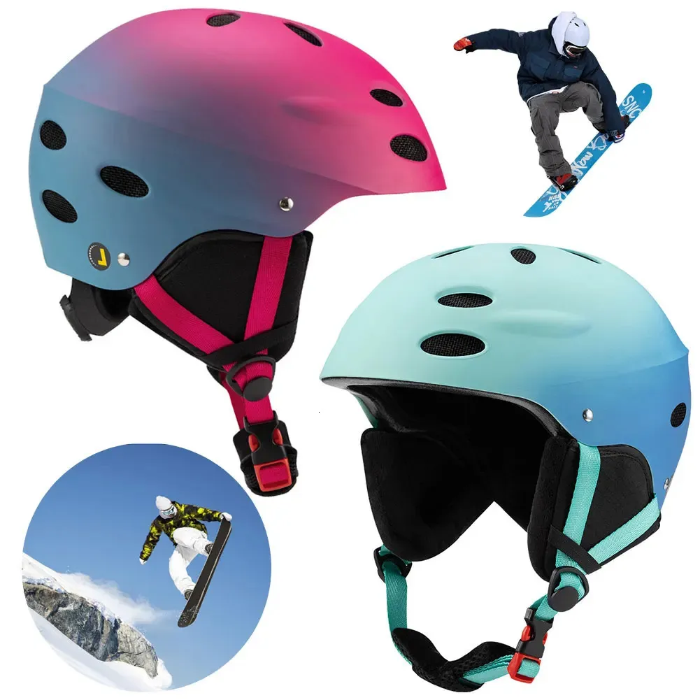 Lunettes de ski Casque de snowboard dégradé Coque ABS durable Protection contre la neige réglable Sports en mousse EPS pour hommes femmes jeunes 231215