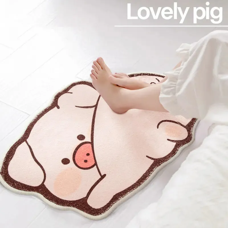 Carpet Ins Cute Cartoon Cow Thickened Special-shaped Door Mat Home Simple Non-slip Floor Mat Carpet Children's Room Decoration 231215