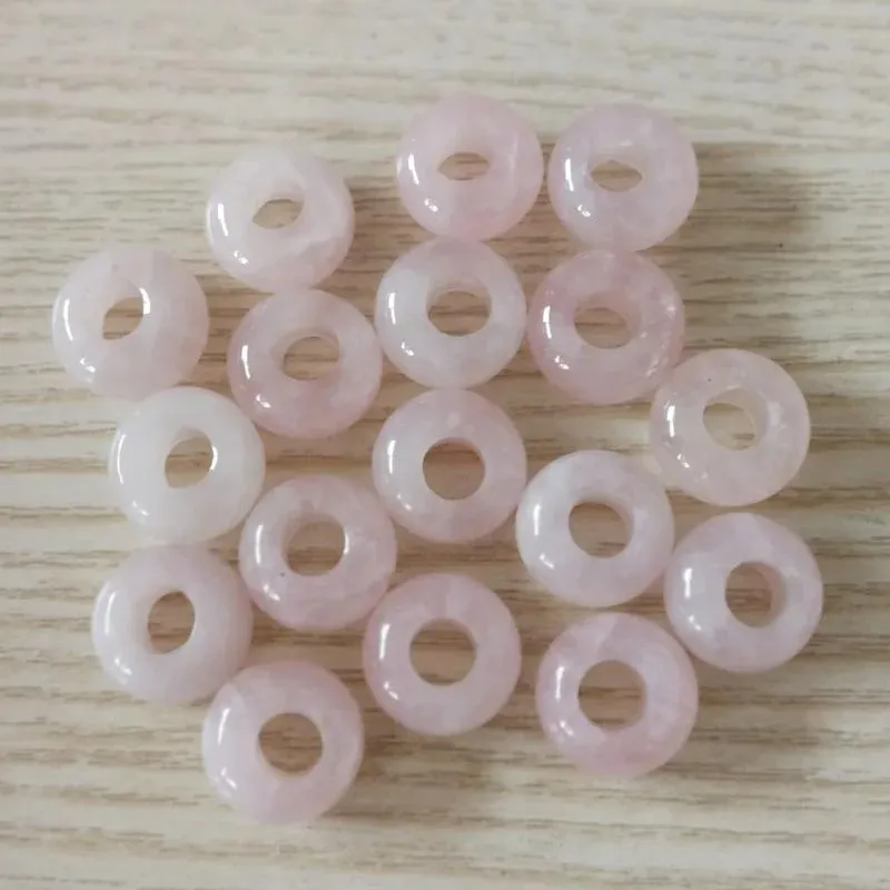 Кристалл Мода натуральный розовый кристалл камень бусины круглые бусины 14x8 мм с большими отверстиями для браслета оптом 50 шт./лот бесплатная доставка