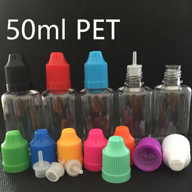 PET Empty Plastic Needle Bottle 30ml 50ml Oil juice liquid Dropper Bottles With Childproof Cap