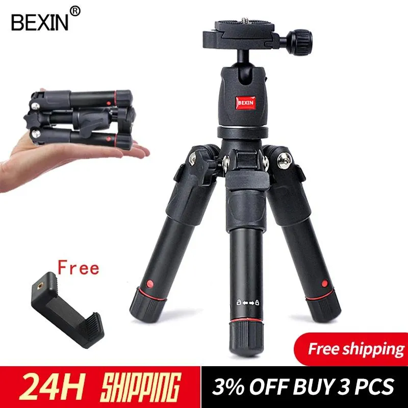 Titulares Bexin mini tripé dslr câmera de mesa suporte de telefone tripé flexível portátil dobrável tripé de viagem para câmera dslr com mini ballhead