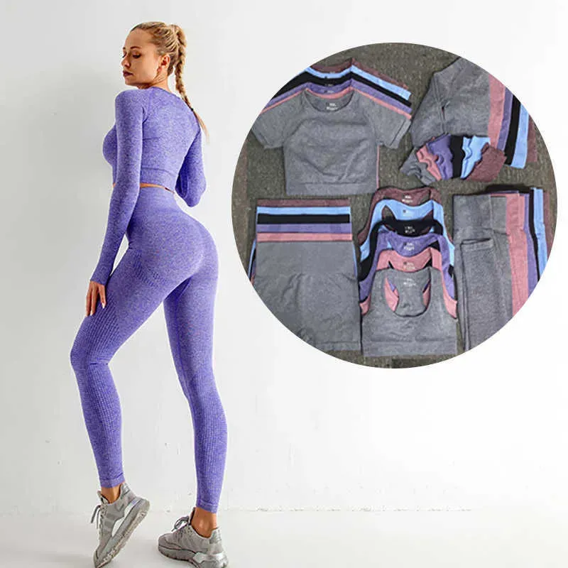 Survêtements pour femmes 2022 Ensemble de yoga sans couture Femme Sportwear Vêtements d'entraînement pour femmes Ensembles de gymnastique Tenues pour femmes Vêtements de fitness Push Up Leggings P230506