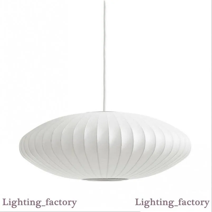 George Nelson Bubble Saucer Lamp E27 LED White Silk Pendant Light White Silk Flat Ball Pendant Lights Lamp White Silk hanging Ligh2798