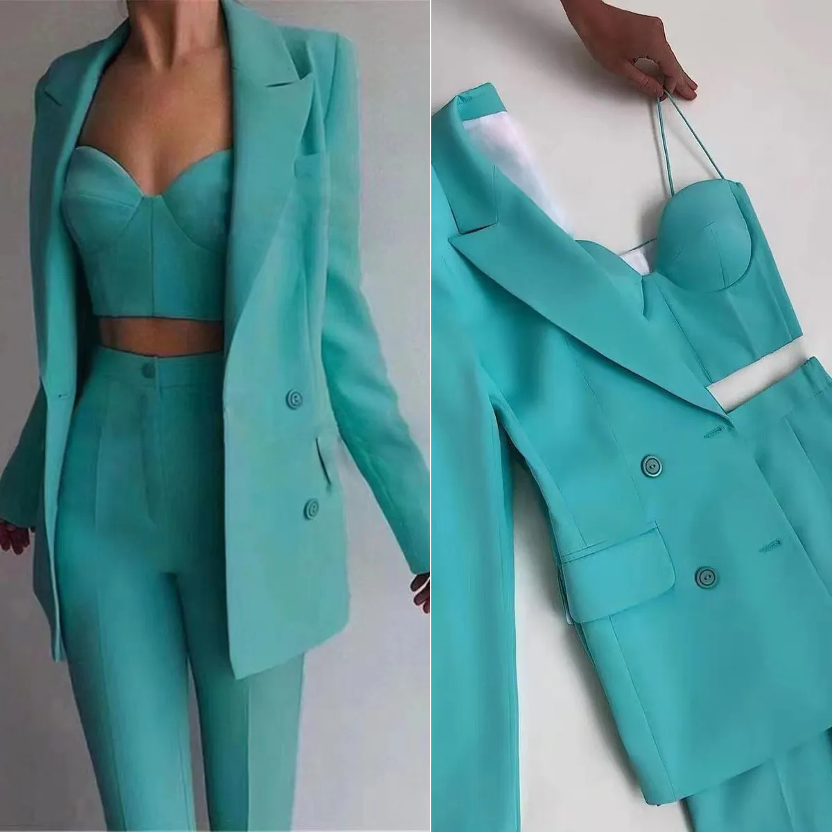 2023 New High Quality Casual and Commuting Fashion Professional Women's Suit and Chest Pant Set