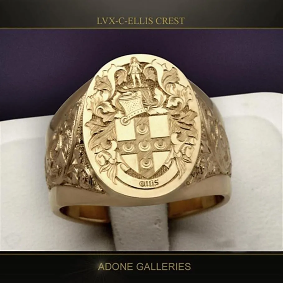Кольца кластера в стиле панк, ручная резьба для мужчин и женщин, золотой цвет, кольцо с печаткой Эллиса, высокое качество, индивидуальные подарки, ювелирные изделия G5M874290D