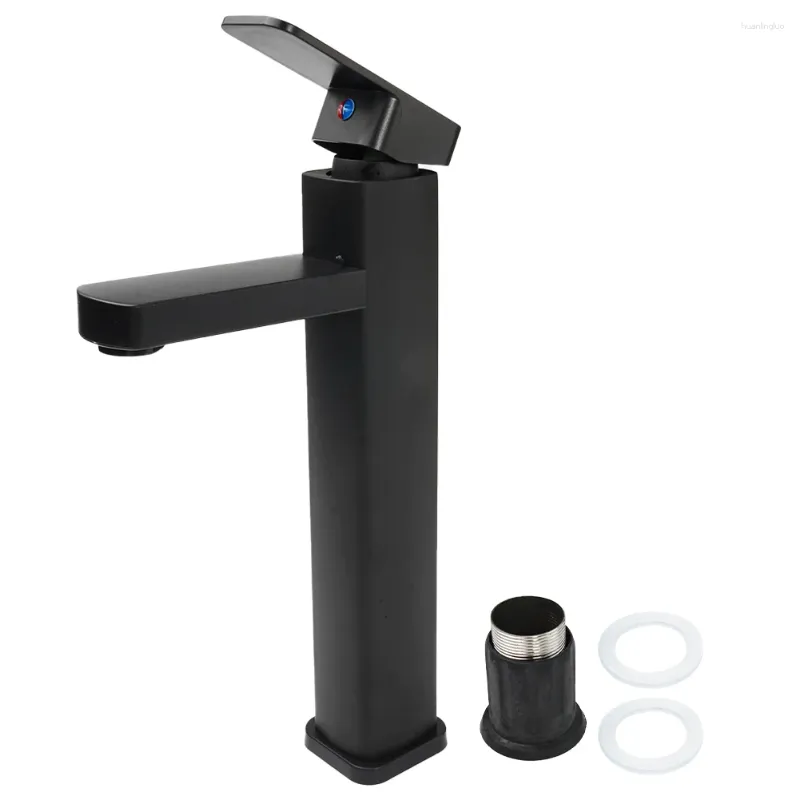 Rubinetti per lavandino del bagno Rubinetto per lavabo Nero Miscelatore acqua fredda e acqua Set di accessori in acciaio inossidabile Cucina