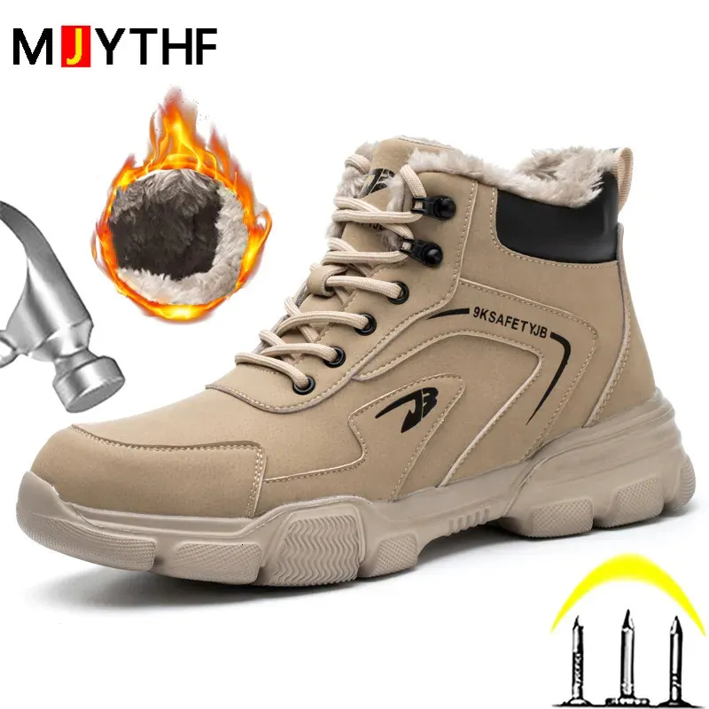 Boots Winter Work Safety Shoes Men Warm Safety Boots Anti-smash Anti-stab Work Shoes Sneakers Steel Toe Shoes Male Work Boot 231216