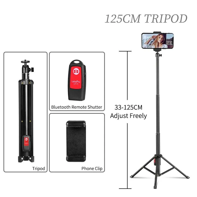 Accessori Treppiede per selfie stick per telefono Supporto per treppiede per selfie flessibile con testa a vite da 1/4 con supporto per telecomando Bluetooth per telefono