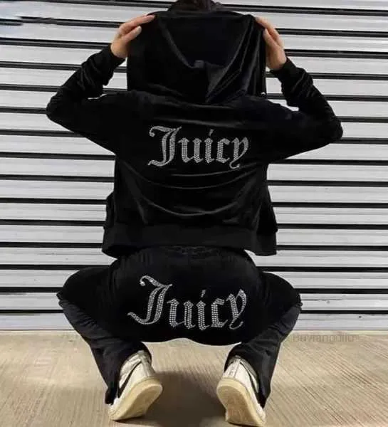 Juicy Apple Abbigliamento sportivo da donna in velluto, tuta da cucito, felpa da jogging in due pezzi, pantaloni con cappuccio Met all'ingrosso YWDL