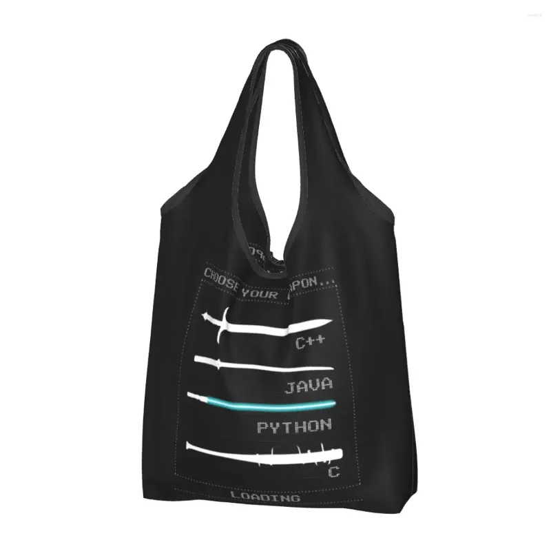 Shopping Bags C Java Python Programmer Software Developer Programming Coder Coding Bag For Groceries Foldable Grocery Tote