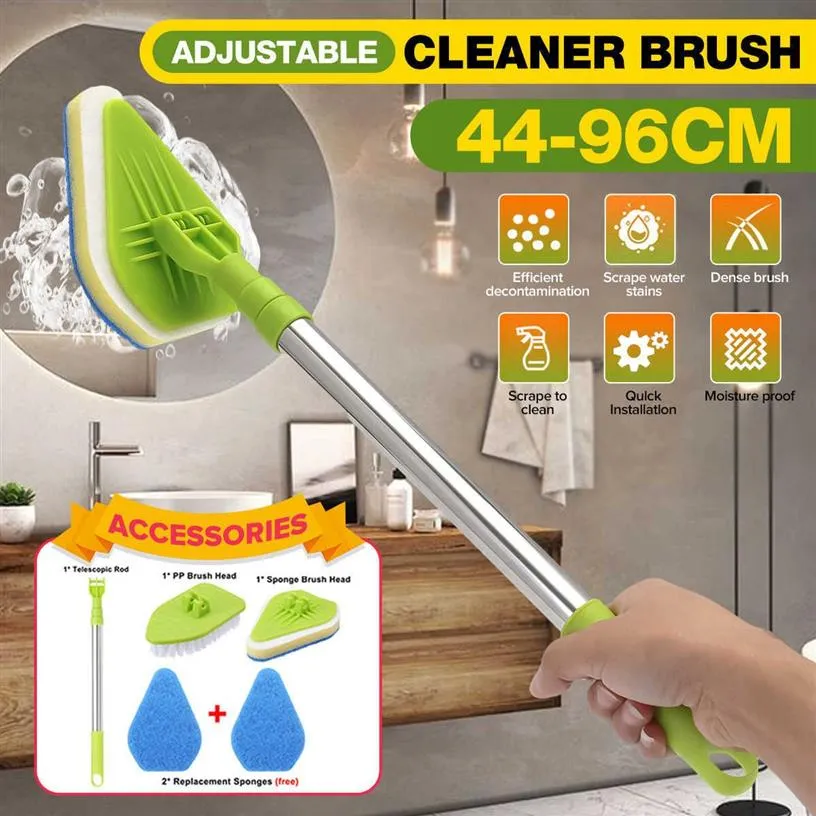 Набор чистящих щеток для ванной комнаты, ванны, дома, инструмент для очистки, длинная ручка, телескопическая сменная губка, скрубберная щетка для туалета 2108312681