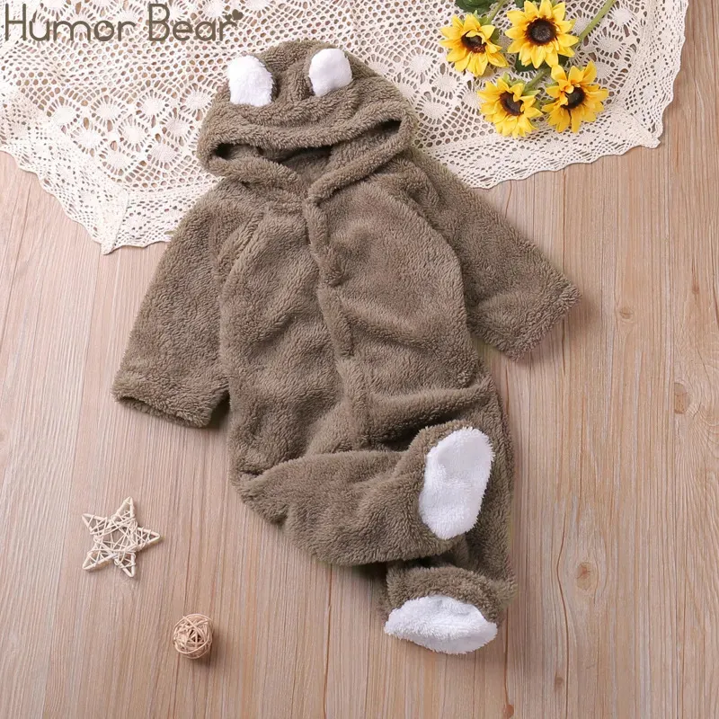 Rompers Humor Bear Autumn Cartoon Style Winter Long Rleeve Baby Boys Girl