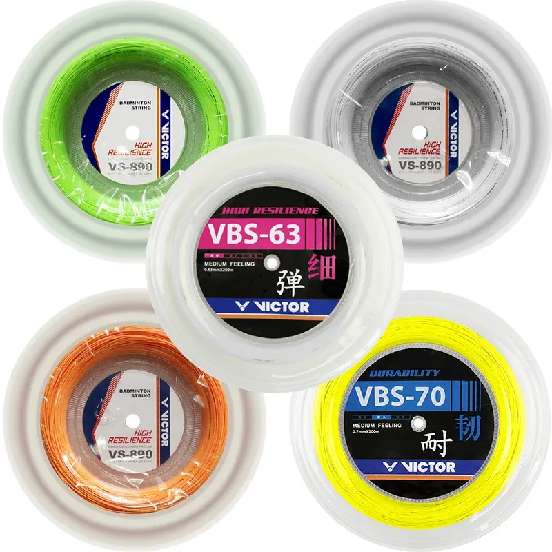 Cordas para raquetes de tênis Victor National Team usou corda de badminton 200 metros / 660 pés Super Duability Alta repulsão Nylon Vbs-63 Vs 890rl Scroll String 231216