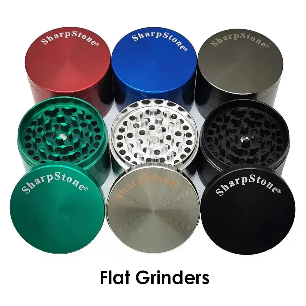 7000 Flat Concave SharpStone Grinders Smoking Herbal Spice Crusher 50mm Metal Grinder 4 Parts With Scraper 6 Colors Dry Herb Vaporizer LL