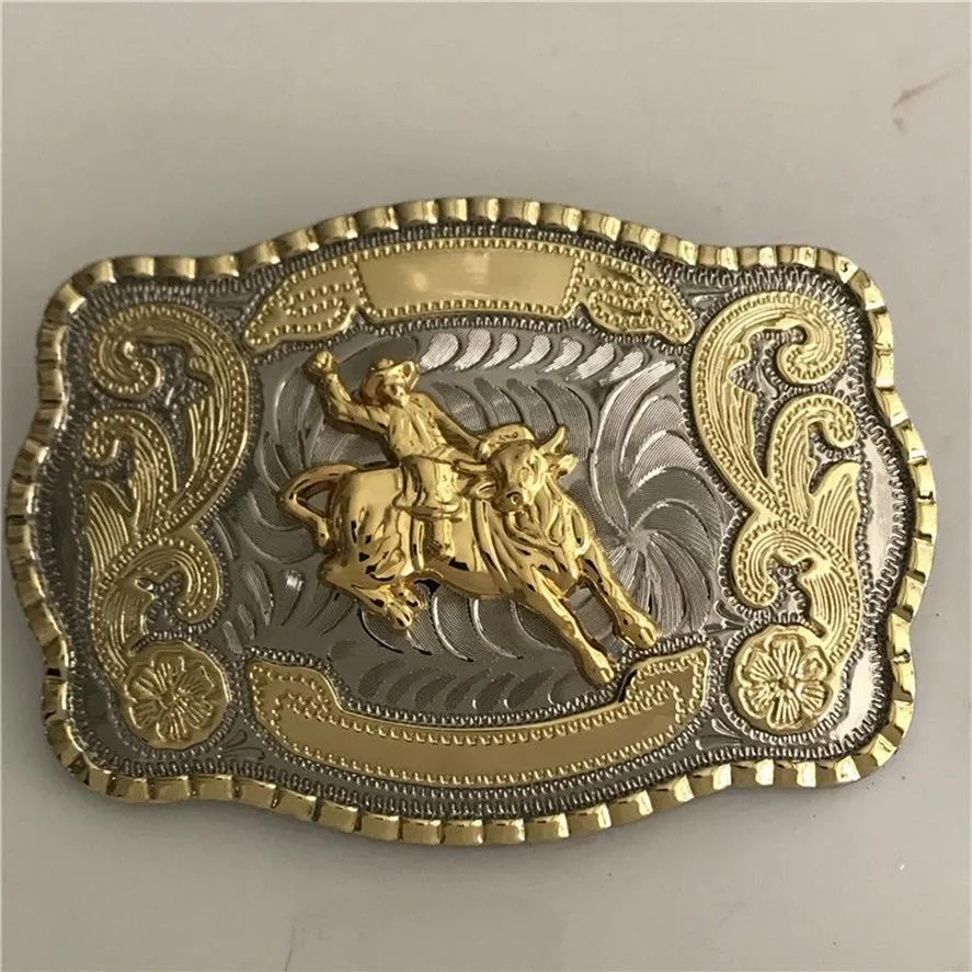 Silver Gold Ride Bull Cowboy Belt Buckle For Men Hebillas Cinturon Jeans Belt Head Fit 4cm breda bälten255h