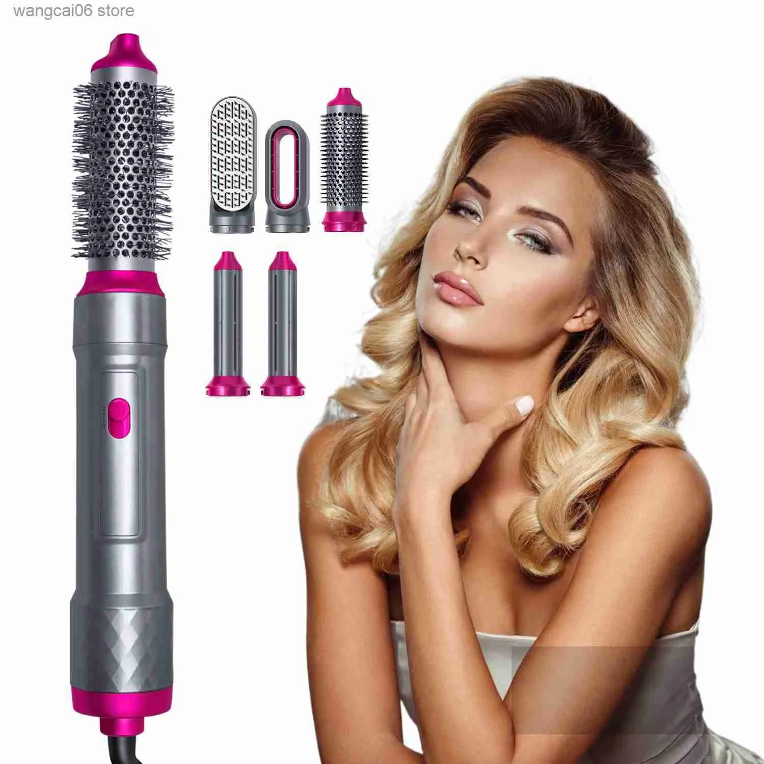 Hår curlers rätare 5 i 1 hårtork tork torktumlare Comb Elict Hair Blower Brush Professional Dryer och rätning Borste Luft Styling Hår curler T231216