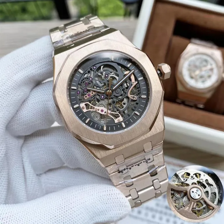 Luxury Stainless Steel Skeleton Watch For Women And Men AAA 