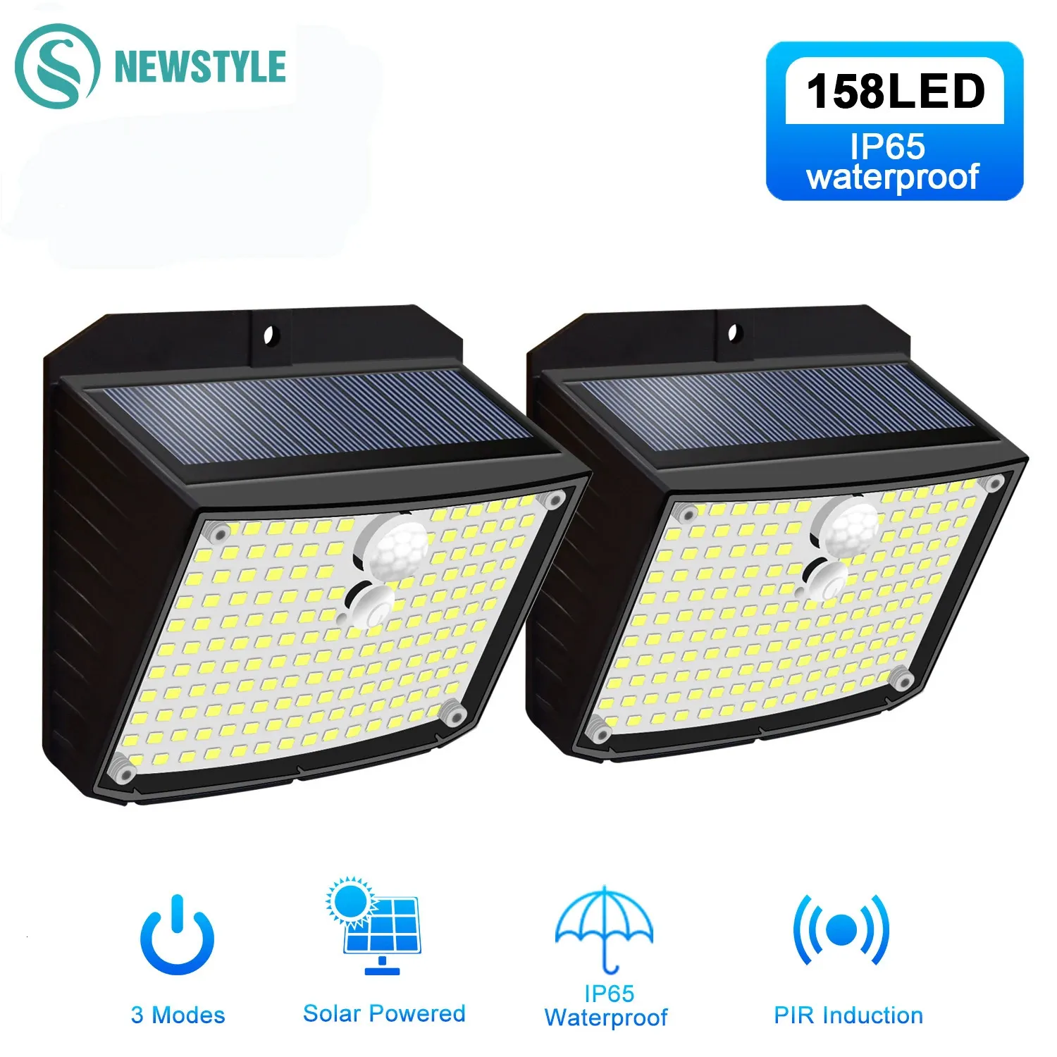 Decorações de jardim 158 LED luzes de parede solares ao ar livre ecurity luz sensor de movimento à prova d 'água 3 modo pátio lâmpada decoração garagem 231216