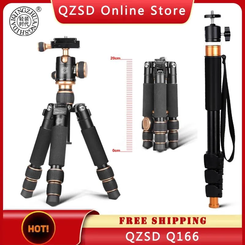 Holders QZSD Q166 Tripod Foldable Lightweight Aluminium Alloy Table Mini Portable Photography Stand for Camera DSLR Smart Mobile Phone