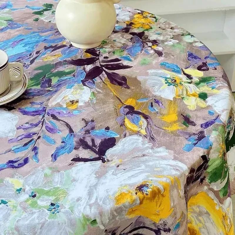 Nappe de table américaine légère de luxe, peinture à l'huile rétro, tapis de salle à manger en tissu anti-poussière E5Y3200