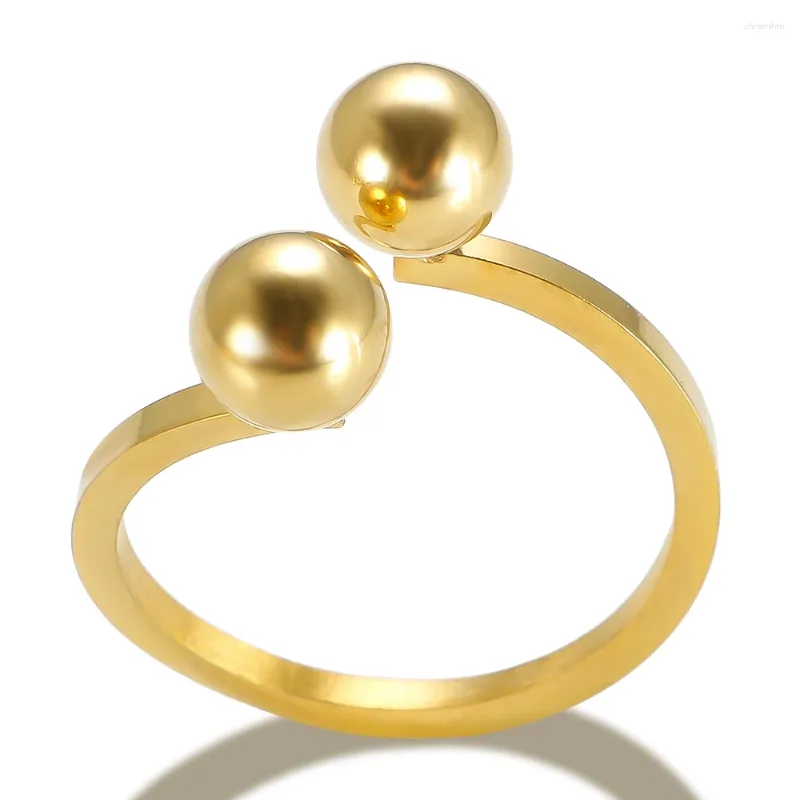 Anelli a grappolo JINHUI Design circolare a doppia sfera Apertura semplice regolabile Anello da dito in acciaio inossidabile Lusso leggero per la moda femminile