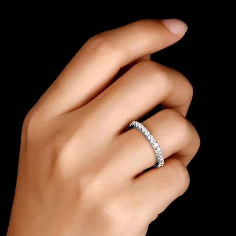 Wong Rain 925 srebrne srebrne stworzyło Moissanite Diamonds Diamonds zaręczynowy Pierścień Weddna Połączka Fine Jewelry Whole Q1219267c