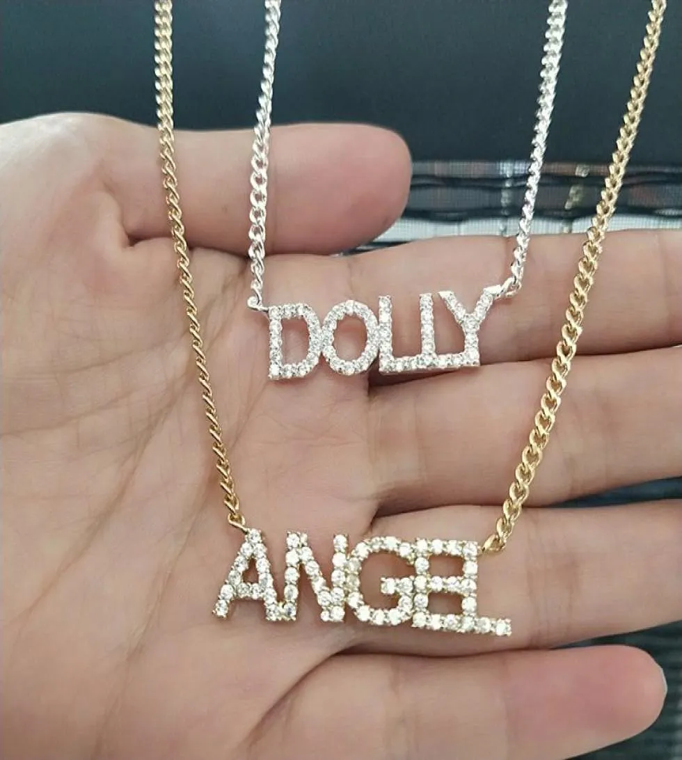 Benutzerdefinierte Namenskette Mini-Buchstabe mit kubanischer Kette Zirkonia Personalisierte Anhänger-Halsketten Mode Hiphop-Schmuck7136569