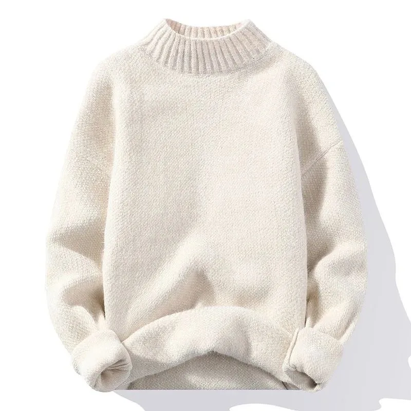 Męskie swetry Załóż sweter Zima kolor stały kolor Bielica grube moda odzież uliczna Casual Day Wear 231215
