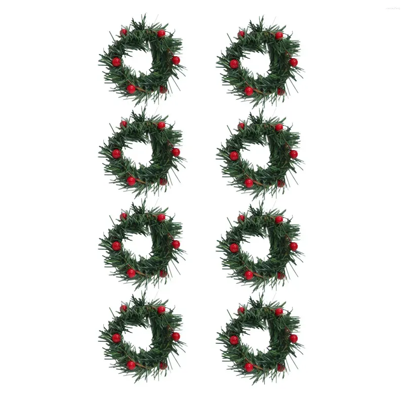 Decorative Flowers 8x Pillar Candle Ring Wreath Flower Arrangement Greenery Farmhouse For Tabletop Party Home Centerpieces Thanksgiving