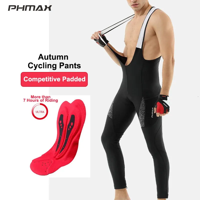 Cycling Pants PHMAX Men's Cycling Pants Autumn Breathable Mountain Bicycle Pants Night Safety Reflective Racing Bib Cycling Tights 231216