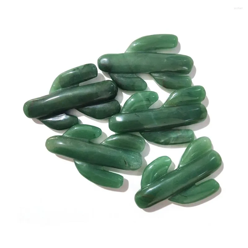 Decorative Figurines Wholesale Natural Chakra Stone Hand Carved Green Cactus Crystal Crafts For Decorations ZX