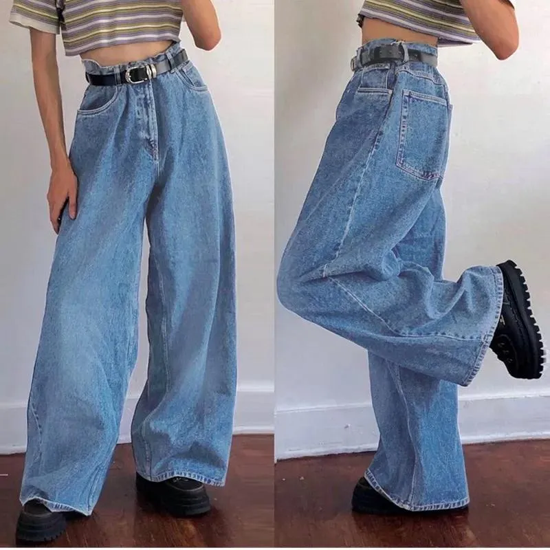 Jeans Y2k Ruched Woman Denim Blue High Wait Stacked Pants Autumn 2021 Women Clothing Streetwear Jeans Fashion Skinny Pockets Trousers