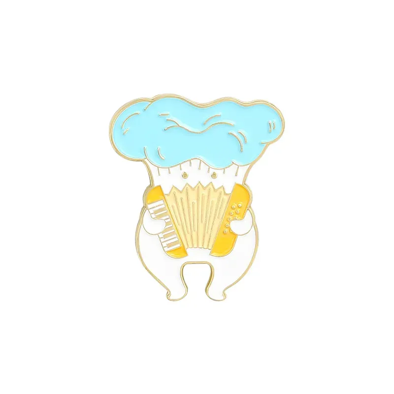 Mushroom Enamel Pin Custom Funny Guitar Accordion Brooches Bag Lapel Pins Cartoon Cute Badge Plant Jewelry Gift for Kids Friends