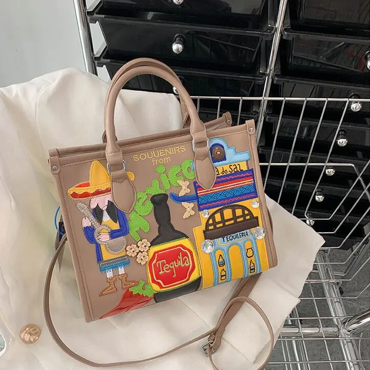 Stabilimenti all'ingrosso da donna Borse a tracolla 4 Colori Alti Senenti in pelle Spessa TOTE BAG Minority Graffiti Backpack Street Trend GamedBag 4457#