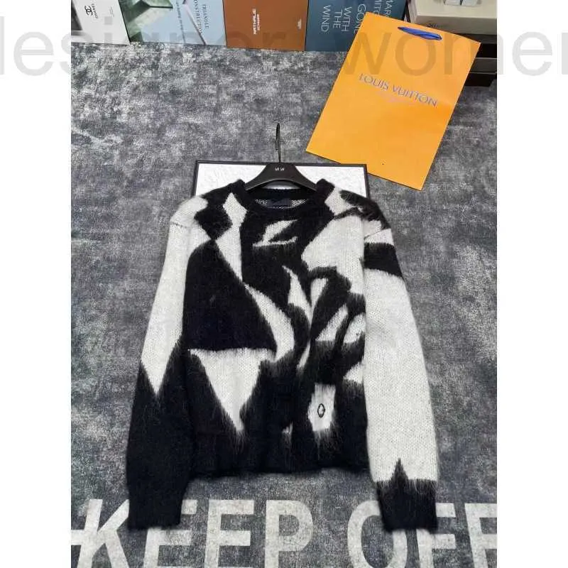 Suéteres de mujer diseñador Invierno Nuevo Diseño de bloques de color irregular Mohair Cuello redondo Jersey Suéter Suelto y versátil Top adelgazante IVHI