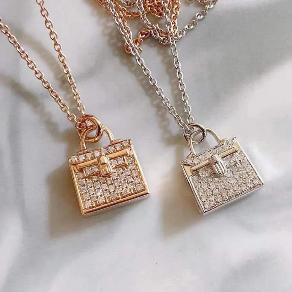 Halsband populära modemärke kelly väska halsband S sterling sier platinum champagne guld utsökt kvinnors smycken 2022 ny söt