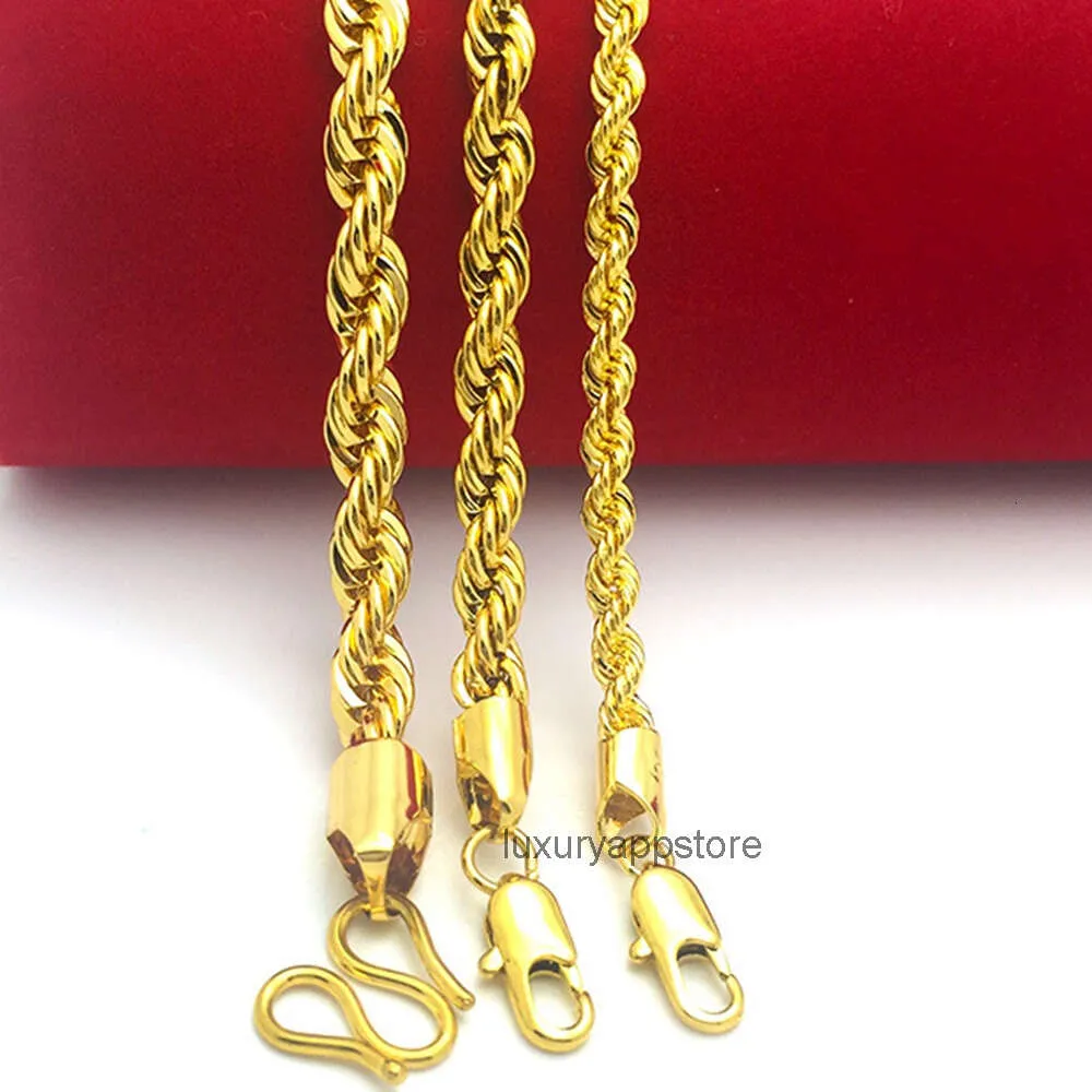 Kubansk kedjehalsband repkedja halsband 18k gult guldfylld vriden knutkedja 3mm 5mm 7mm bred