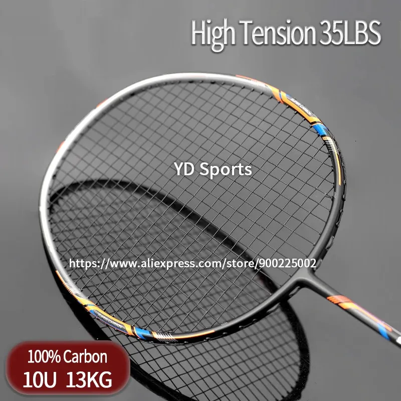 Badminton Rackets Lightest 10U G4 13 kg 100% kolfiber Badminton Rackets Stungen Max Spänning 35 kg Professionell Training Racquet Väskor för vuxen 231216