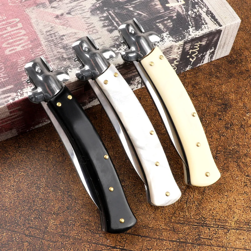 3 Medium Tactical Folding Knife 440 Mirror Blade Resin Stainless Steel Handle Outdoor Hunting Self Defense Kitchen Multi Tool Festival Gift