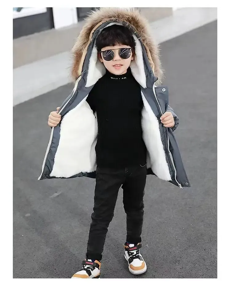 Warm Winter Coats For Kids Thickened Snow Outerwear With Fur