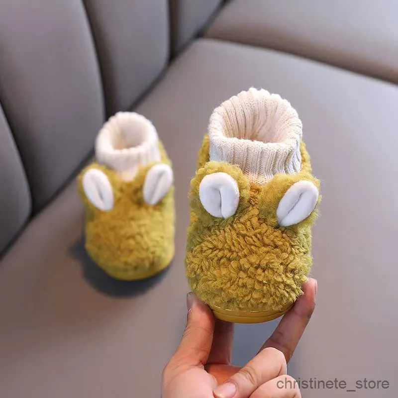 Pantofola Pantofole in cotone per neonato Pantofole invernali in peluche Calore interno Scarpe da pecora antiscivolo Pantofole per bambini Scarpe per bambini per ragazza 1-6 anni R231216