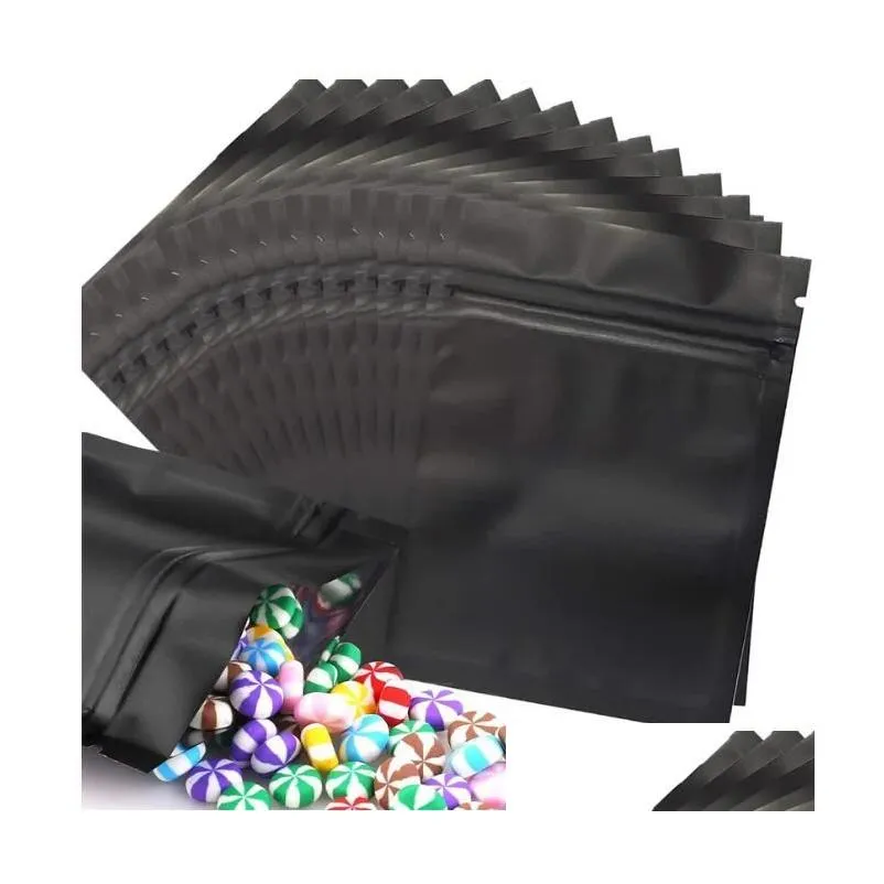 Packing Bags Wholesale Black Resealable Smell Proof Bags Mylar Matte Foil Pouch Double-Sided Flat Zipper Bag Drop Delivery Office Scho Dhi6Y